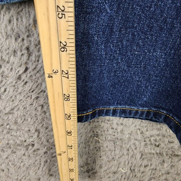 Levis Jeans Mens 40x30 505 Dark Wash Stretch High Rise Regular Fit Straight Leg - Picture 7 of 14